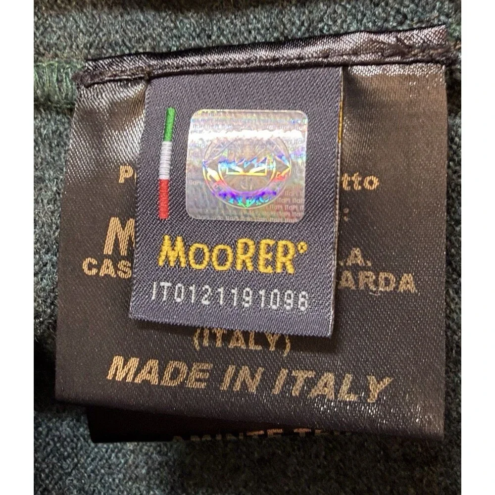 MooRER Loro Piana Cashmere Sweater Mens 54 Large Green Crewneck Italy Luxury